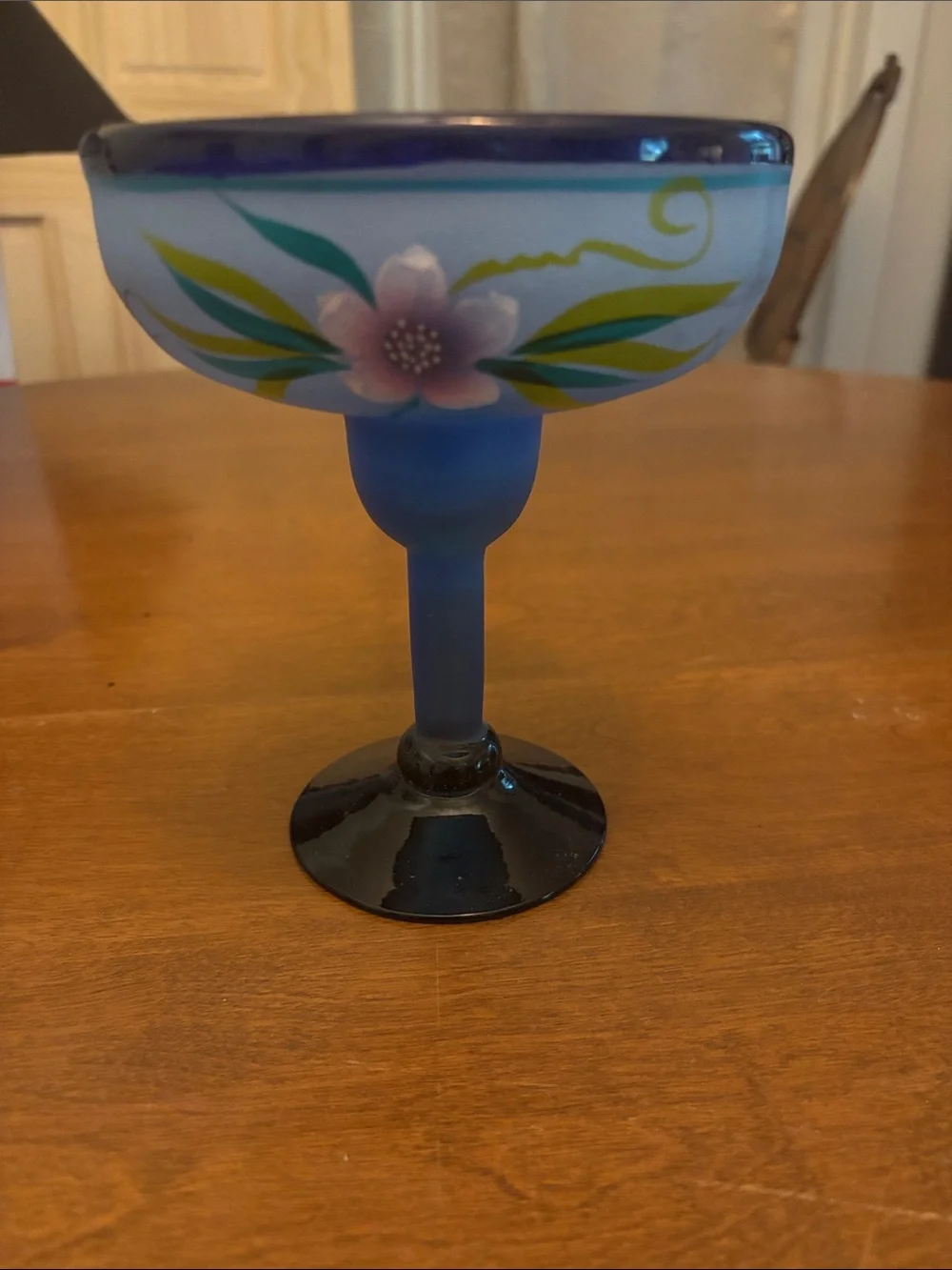 : Vintage Hand-Blown & Hand-Painted Mexican Margarita Glass